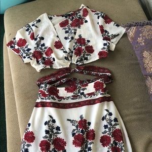 2pc set - floral top and skirt